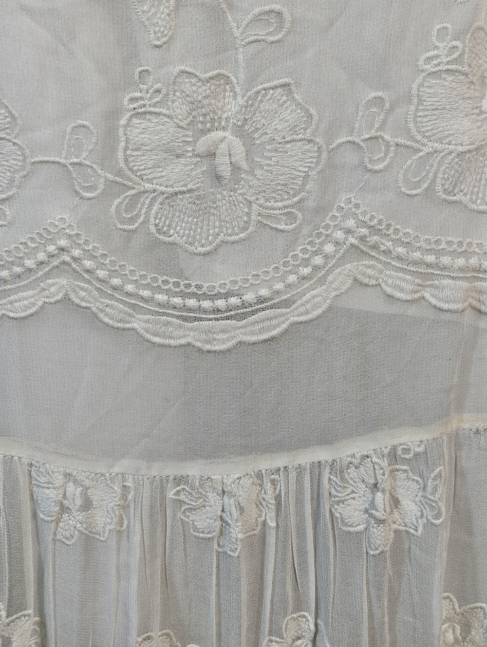 NWT Chelsea & Violet Ivory Embroidered Mesh Semi-Sheer Long Sleeve Maxi Dress - Picture 7 of 16